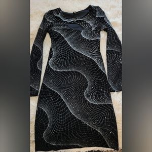 Black Velvet Glitter Bodycon Dress